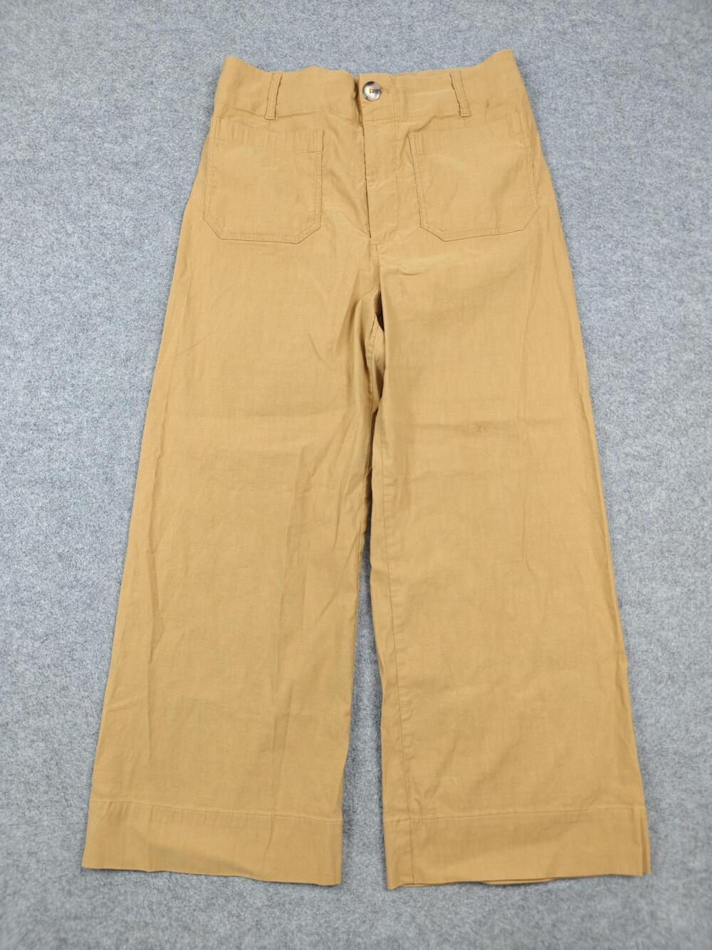 Maeve Pants Womens 31x25 Beige Khaki Wide-Leg Relaxed Flat Front Pockets